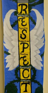 This is a collection of photos of students designing and making their relief sculptures out of newspaper and paper mache