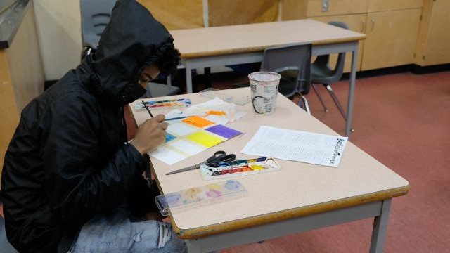 Photos of some of the 'vessels' Anto's art classes have made this quarter, some candids of students working, and some photos of the classroom environment
