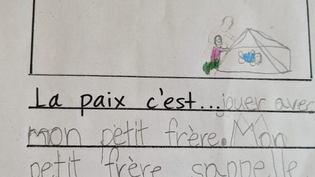 Peace is playing with my little brother.