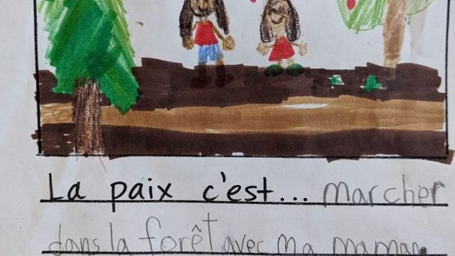 Peace is walking in the forest with my mom.